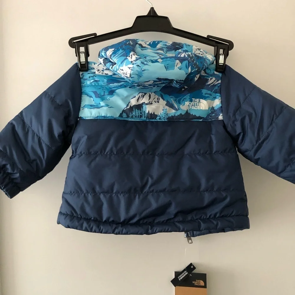 New The North Fave Blue Reversible Baby Jacket 3-6 M